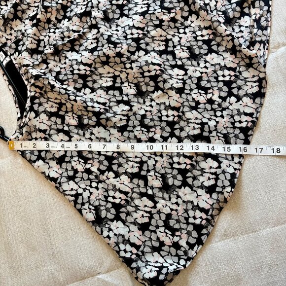 Elle Womens Floral Print Batwing Sleeve Blouse With Black Inner Layer Size L - Picture 8 of 11